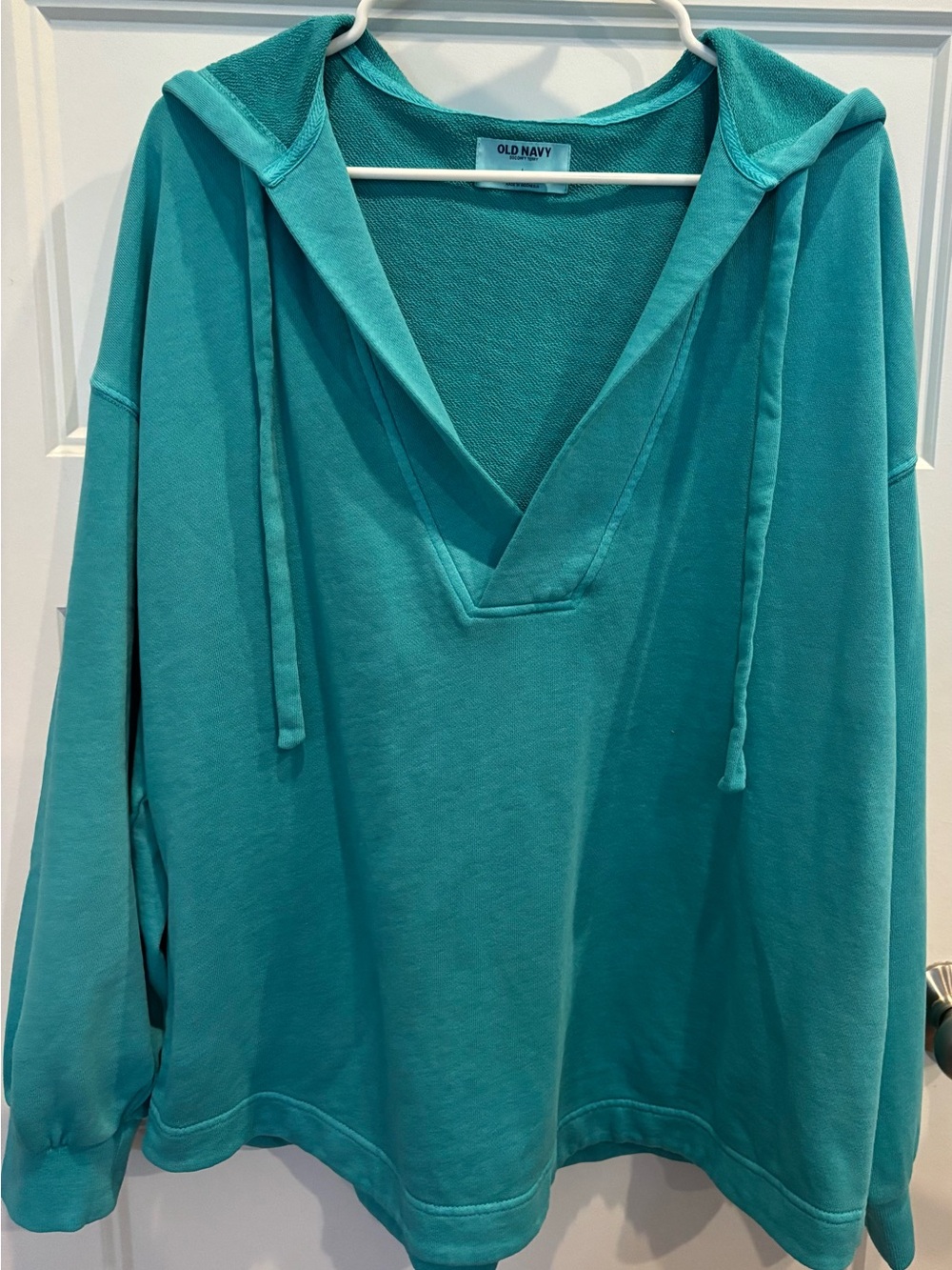 Old Navy Teal V-Neck Terry Hooded Pullover NWT Size L